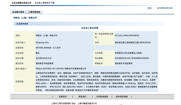 特斯拉,注册资本
