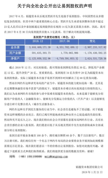 韬蕴资本,易到用车